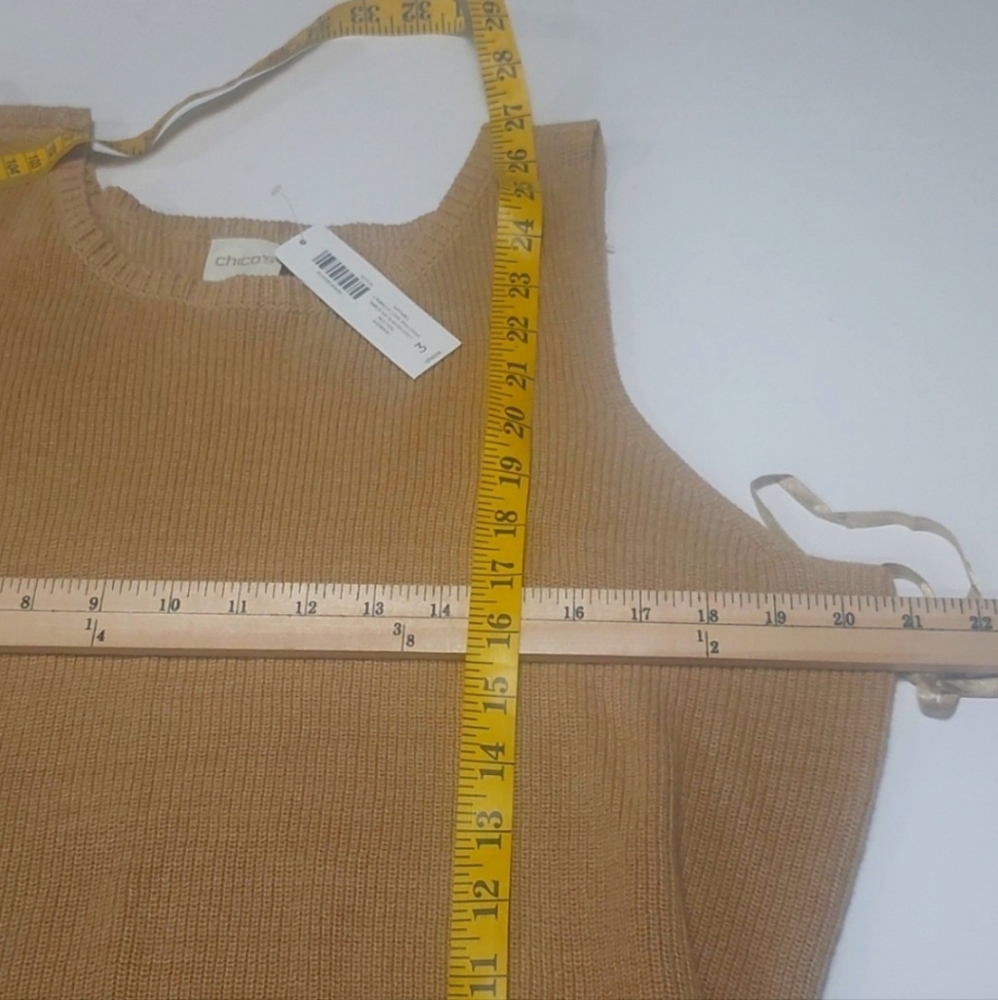 NWT CHICO'S Women's Camel Sleeveless with Cover-Up Sweater Size 3 US XL - Picture 6 of 9